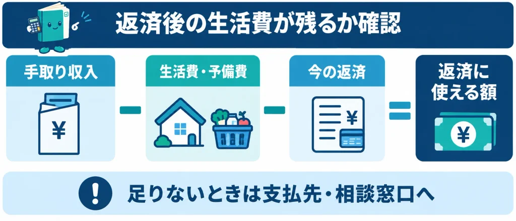 借入後の家計収支を計算し返済できないときは相談する