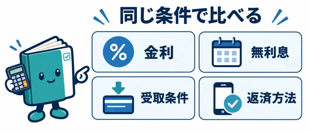 カードローンのおすすめランキングは金利や受取条件を同じ基準で選ぶ