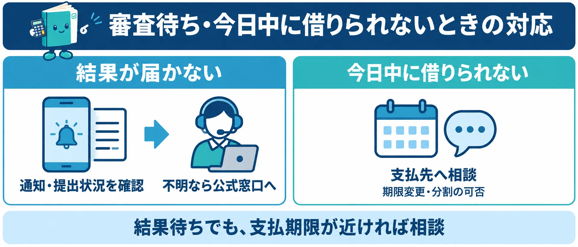 審査結果が届かない・今日中に借りられない場合の対応